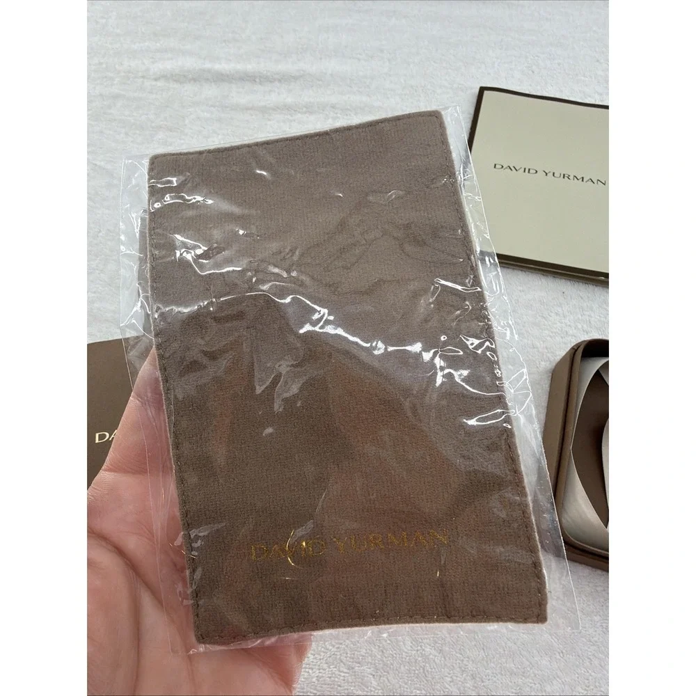David Yurman Empty Jewelry Large Brown Suede Pouch, Box, Ribbon